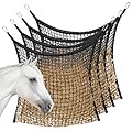 MKO SHUN 4 PCS Slow Feed Hay Net for Horses, Large Capacity Hay Bags for Horses Goats Sheep Donkey Trailer Full Day Feeding, Easy to Fill and Hang, Black, 35 x 31 Inch