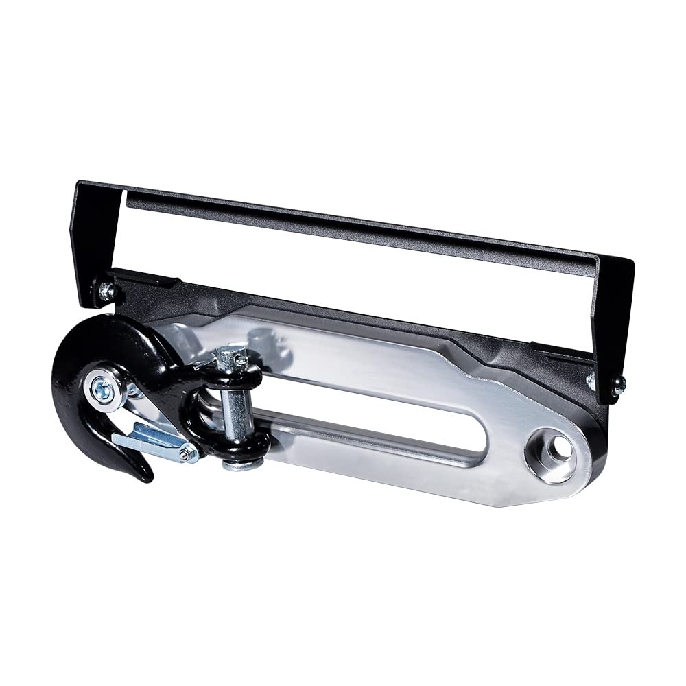 AMOPACORP 10 inch Silver Hawse Fairlead 8000-15000 LBs + 254mm Flip-Up Mounted License Plate Holder + Winch Rope Stand Kit for Clevis Slip Hook with 35000LBs (Silver/Black, 3