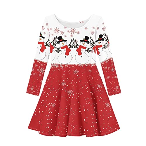 Showudesigns Girls Dresses 3-16 Years Long Sleeve Dress Twirly Stretch A-Line Dress