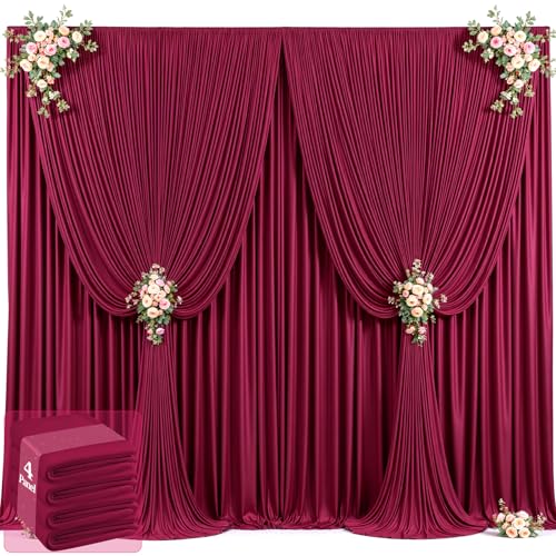 20ft x 12ft Burgundy Backdrop Curtains Wrinkle Free Backdrop Curtain for Wedding Parties Maroon Fabric Backdrops Drapes Back Drop Cloth Bridal Shower Stage Curtains Wedding Decorations for Reception