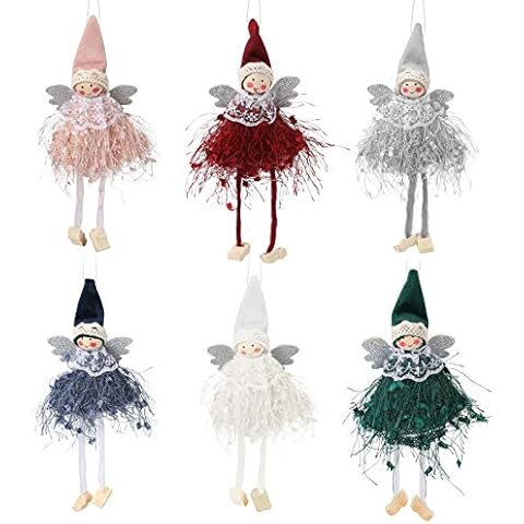 Achort Decoraciones de Navidad, 6 Piezas de Colgante de muñeca de ángel Cover