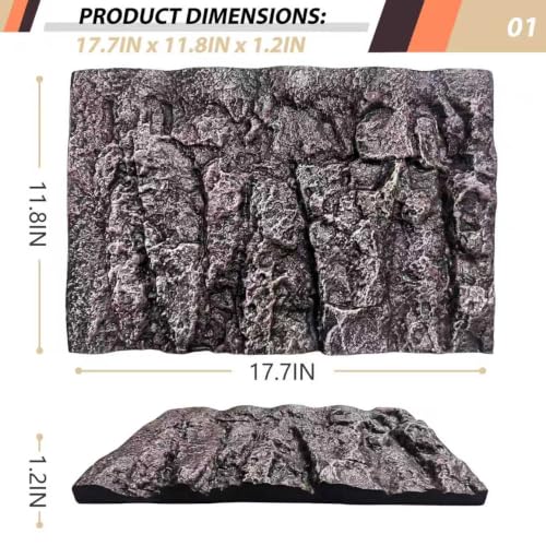 Image of 17.7x11.8in Rock Terrarium Background,3D Reptile Tank Background Board,Amphibian Stereo Backdrop Wall,Lizard Snake Gecko Spider Turtle Fish pet silo Background Decorative Panel(Granite)