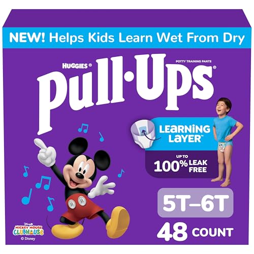 Image of Pull-Ups Boys' Potty Training Pants, Size 5T-6T Training Underwear (46-60 lbs), 48 Count
