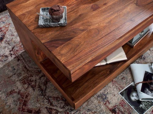 Image of Douceur Furnitures Sheesham Wood Center /Coffee /Tea Table for Living Room /Dinning Room and Hall | Finish:-Natural Brown |