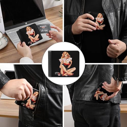 Aces Playing Cards Pinup Girl Bifold Wallet PU Leather Front Pocket Slim Credit Card Holder Coin Purse for Women Men3