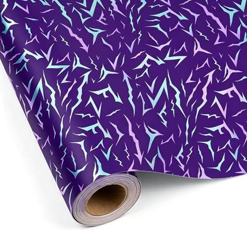 FestiVex Kpop Wrapping Paper Roll Music Theme Gift Wrap with Vibrant Purple Crack Design 17in x 32.8ft Party Favor Wrapping for Birthday Concert Party Holiday Gifts and Event Decoration (purple)