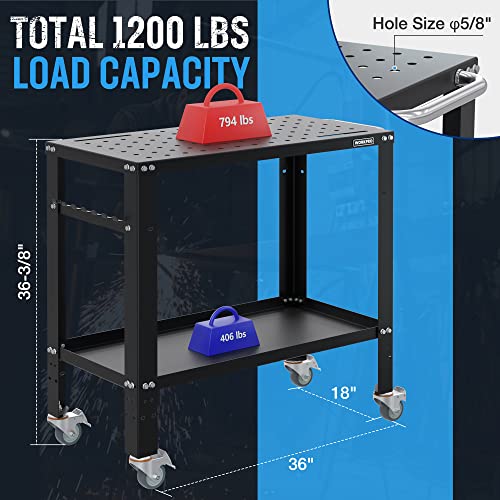 Image of WORKPRO 36x18 inch Welding Workbench, Nitriding Tabletop, 1200LBS Capacity