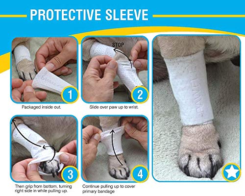 Image of PawFlex Protective Sleeve Tubular Cover - Bandages - for Dogs Cats and Other Pets First Aid Wound Care Comfortable Non-Adhesive Breathable & Water Resistant 18 Strips (yields 36-54 Covers)-(XX-Small)