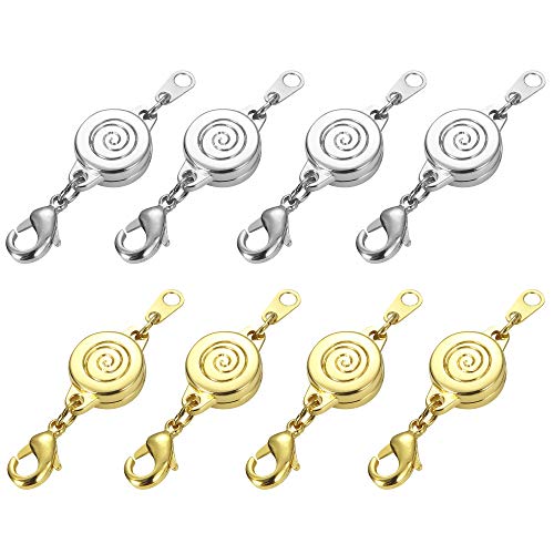 Aiskaer 8 pcs Magnetic Necklace Clasp Extender Gold and Silver Color Tone for Jewelry Bracelet
