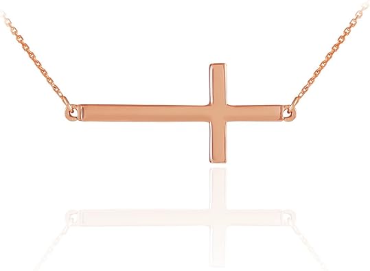14k rose gold sideways cross necklace Clearance
