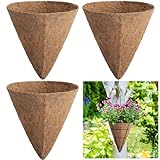 Newtay 4 Pcs 14 Inch Cone Shaped Coconut Liners Coconut Moss Liner for Hanging Baskets Coconut Replacement Liner for Planters Flowers Vegetables Indoor Outdoor Garden