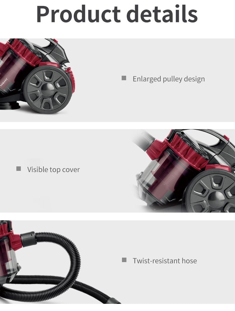 Aspiradora cilíndrica sin Bolsa, Motor de Alta Potencia de 2600 W para Mascotas, Capacidad de 1,5 litros, Cable de alimentación de 5 m, Filtro HEPA de 4 etapas para Polvo, Suciedad y alérgenos