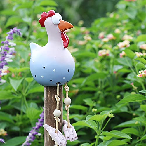 Xiao Chicken Garden Decor, Resin Rooster Yard Outdoor Garden Decor Sculptures Resin Chicken Sculptures For Farm Animal Patio Yard Lawn Decoration (Blue) (001) #TOP1