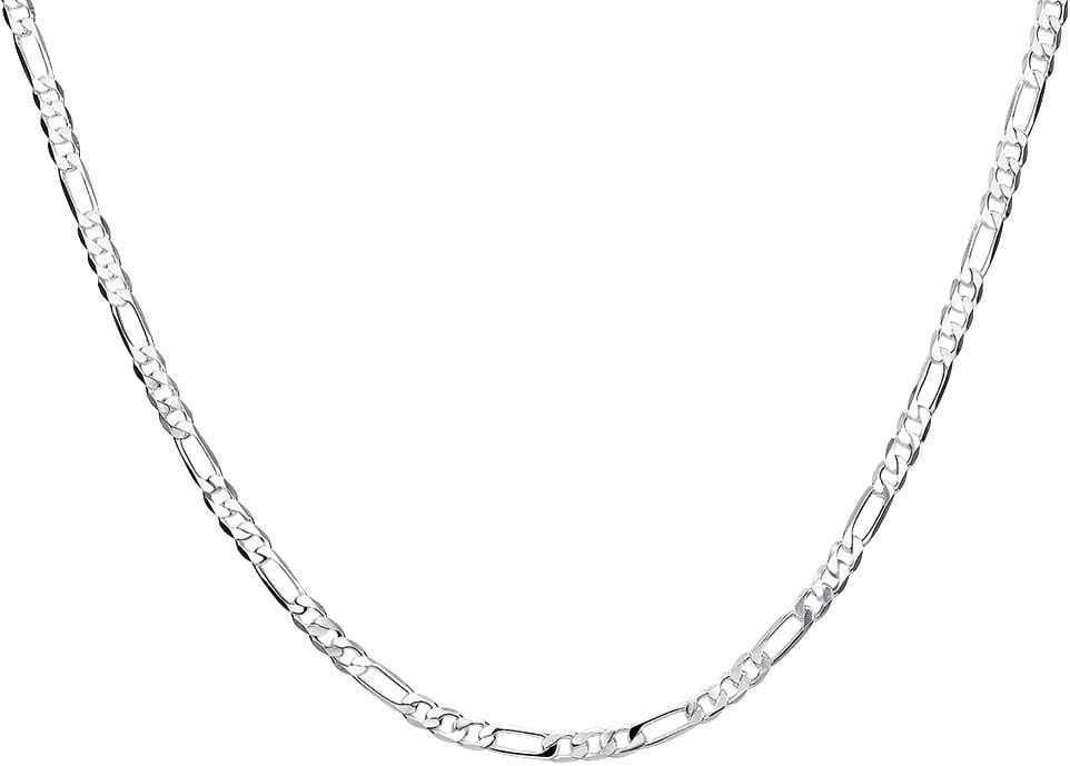 Cutedoumiao 925 Sterling Silver Italian 4mm Solid Diamond-Cut Figaro Link Chain Necklace for Men, 18", 20", 22", 24" (20“)