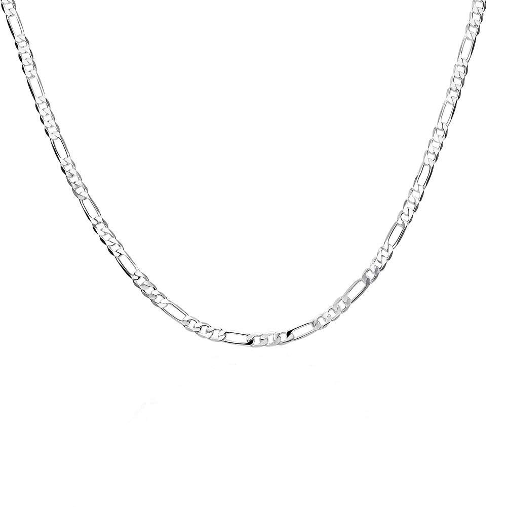 Cutedoumiao 925 Sterling Silver Italian 4mm Solid Diamond-Cut Figaro Link Chain Necklace for Men, 18", 20", 22", 24" (20“)
