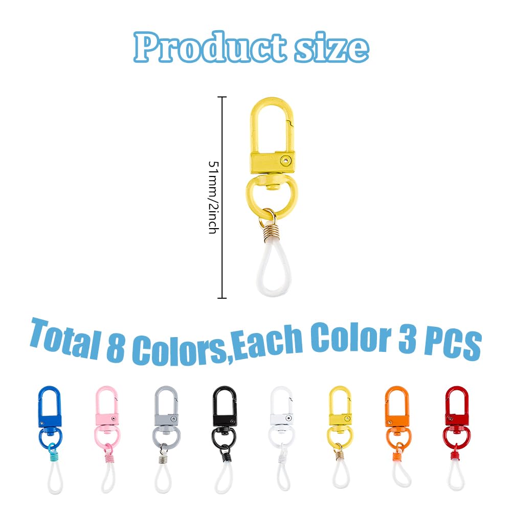 DELORIGIN 24Pcs Pen Holder Clips Lanyard Pen Holder Badge Adjustable Silicone Pen Clip With Snap Hook Pocket Hanging Holder Reel Clips for Nurse Teachers Fountain Pen Lipstick Prevent Loss Carry - Image 2