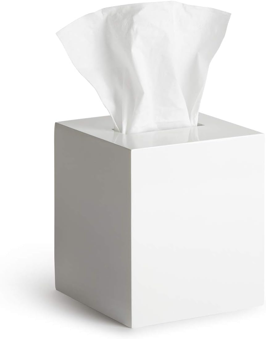 Jonathan Adler Lacquer Bath Tissue Box Cover, One Size, White : Home & Kitchen