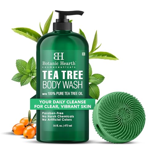 Botanic Hearth Tea Tree Body Wash with Silicone Body Brush - 16 fl oz