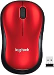 Logitech M185 Wireless Mouse, 2.4GHz with USB Mini Receiver, 12-Month Battery Life, 1000 DPI Optical Tracking, Ambidextrous, Compatible with PC, Mac, Laptop - Red