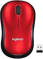 Vista 2 de Logitech Ratón inalámbrico M185, 2.4 GHz con mini receptor USB, duración de la batería de 12 meses, seguimiento óptico de 1000 DPI, ambidiestro, Rojo