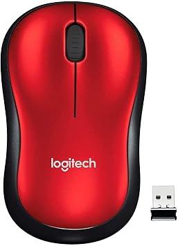 Logitech M185 Wireless Mouse, 2.4GHz with USB Mini Receiver, 12-Month Battery Life, 1000 DPI Optical Tracking, Ambidextrous, Compatible with PC, Mac, Laptop - Red