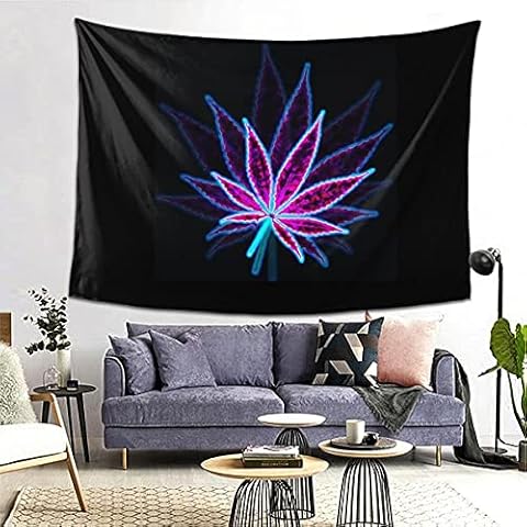 BAIFUMEN Marijuana Weed Leaf Purple Tapestry for Dorm Bedroom Living Room Home Decor Decorative Tapestry Wall Hanging Tapestries with 80x60 Inch Cover