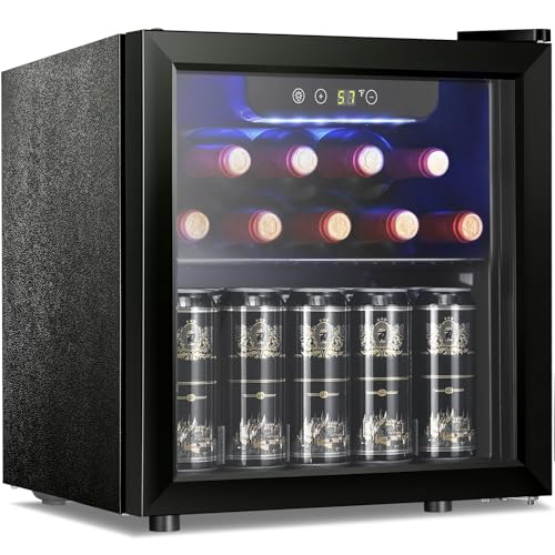 Antarctic Star 12 Bottle/48 Can Mini Fridge Cooler - Beverage Refrigerator Glass Door for Beer Soda Wine – Small Drink Dispenser Clear Front Removable for Home, Office Bar (1.3cu.ft)