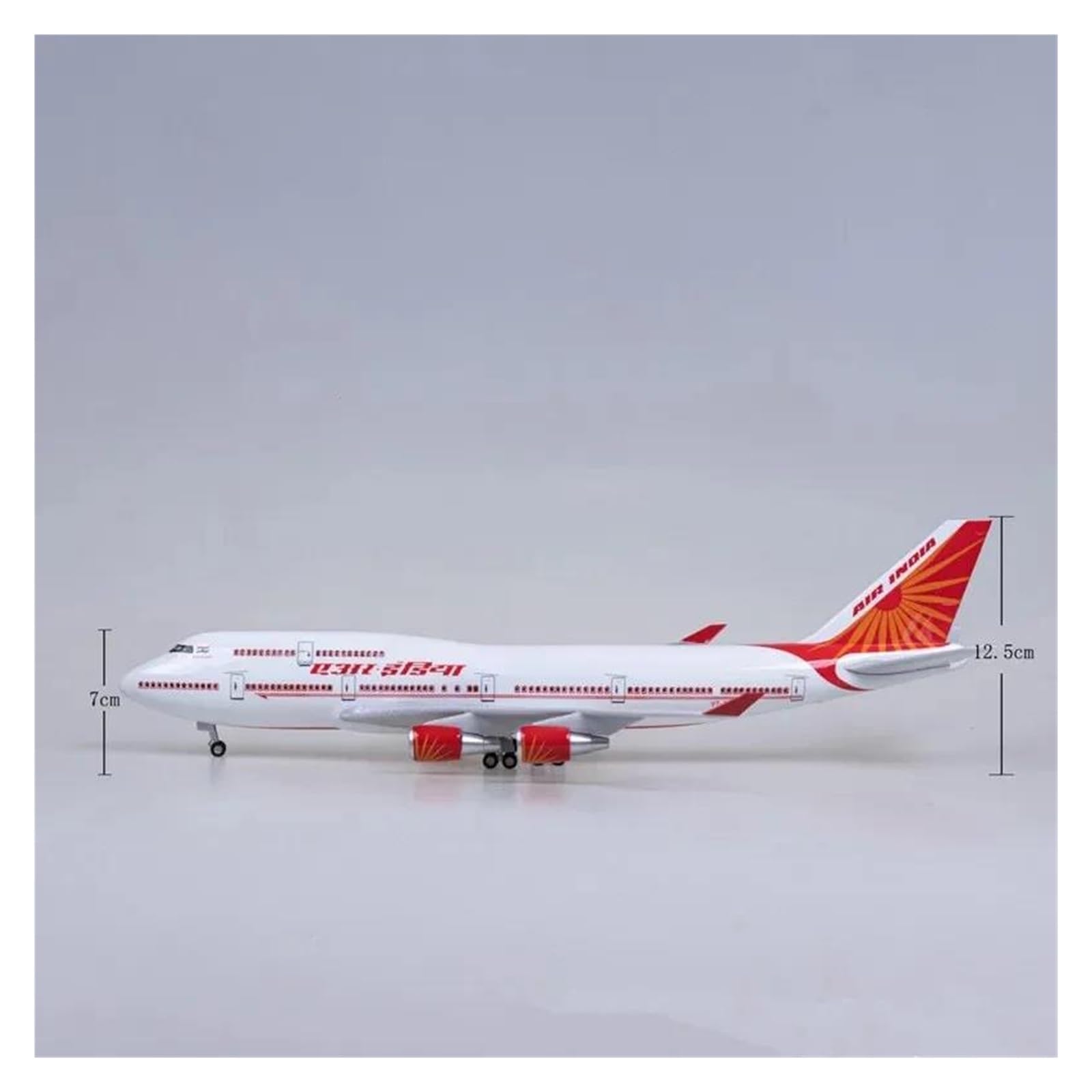 Diecast zabawki samolotowe 47CM dla Boeinga 747 model samolotu Indie samoloty W lekkie i koła podwozie maszyna do odlewania ciśnieniowego zebrane do zbierania i wyświetlania (bez lampy)