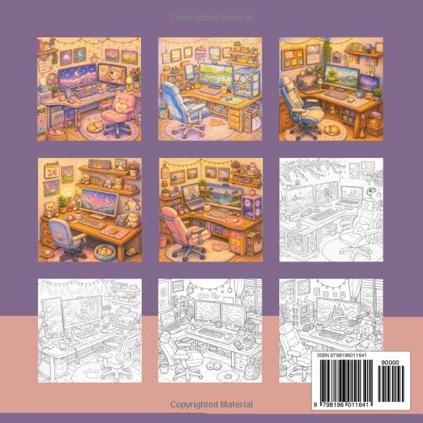 Cozy PC setups coloring Book for Kids, Teens and Adults Vol.4: A Cozy Coloring Book image 3