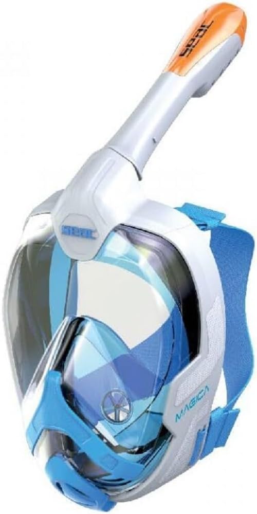 Seac Magica, Full Face Antifog Snorkelling Mask with Soft Facial Skirt in 4 Sizes, Exhalation Valve and Dry Snorkel Top