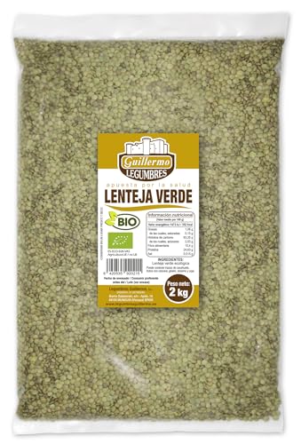 Guillermo | Lenteja verde BIO - Bolsa 2kg. | 100% ecológico | Alto contenido en proteínas | Ideales tanto para ensaladas como para platos de cuchara