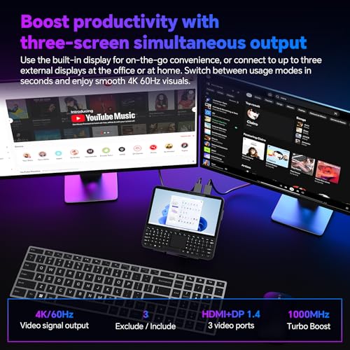 Image of Mini PC 5.7 inch Touchscreen Handheld Computer, N95 up to 3.4GHz, 16GB RAM 512GB SSD, Win 11, Backlit Keyboard, WiFi6 BT5.2, Dual Type-C, HDMI 2.1 DP, Small Portable PC