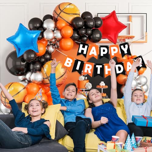 Image of Rozi Decoration Basketball Decorations Items Set of 55 Pcs Sport Theme Bday Decor | Happy Birthday Decoration Kit for Boys
