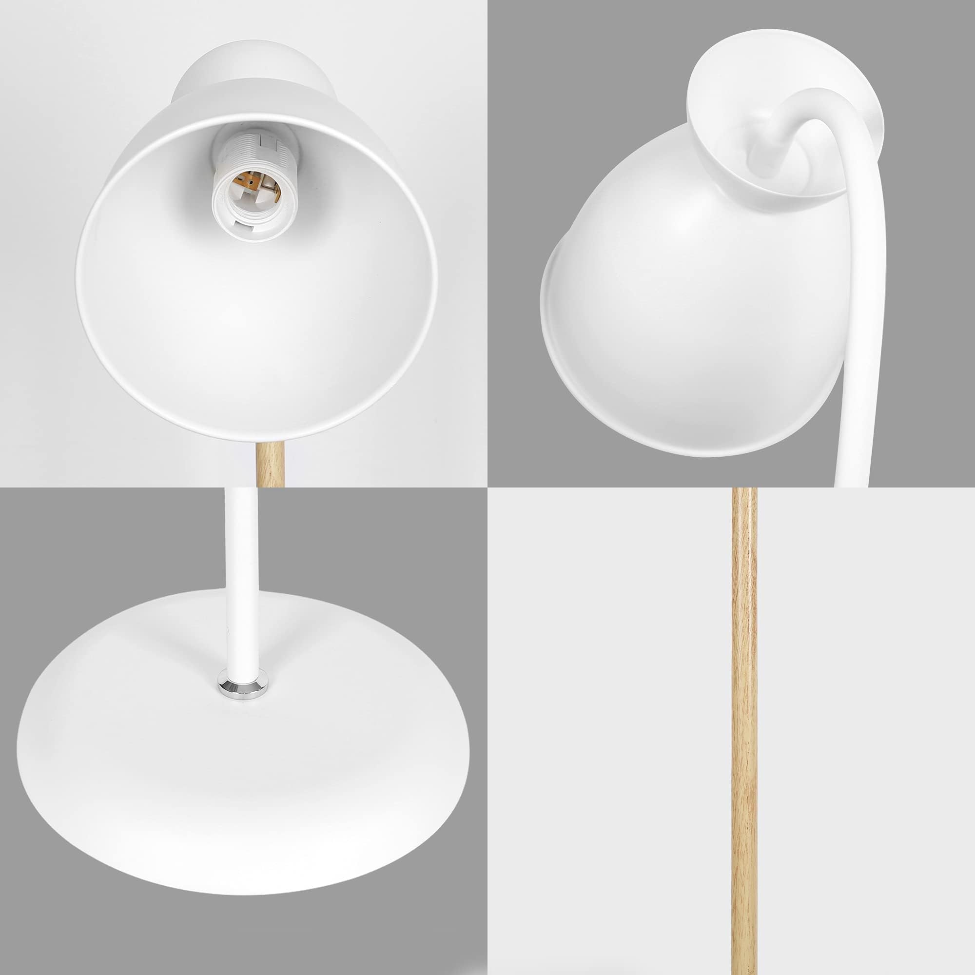 Amdelne Lampada da Terra Vintage in Metallo, E27 MAX 60W Luce da Lettura LED con Lampadina Esclusa, Bianco Piantana Luce Regolabile H 159 cm Design per Salotto, Camera da Letto, Ufficio, Studio