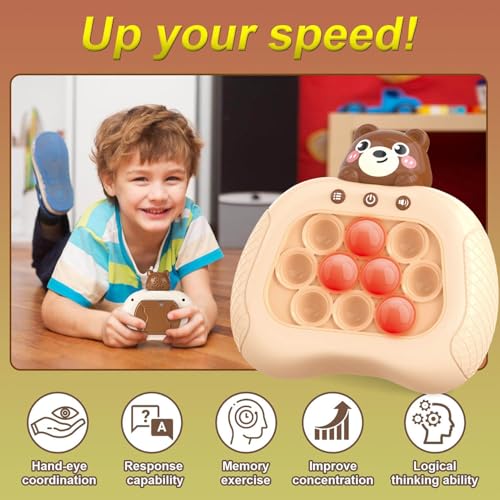 Image of Fast Push Game Fidget Toys, Handheld Game Console, Bubble Game Console, Puzzle Game, Light up Push Game Kids Toys for Ages 3-12, Birthday for Boys Girls Adult (Brown Bear)