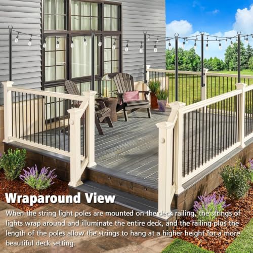 Image of Beizelte 8 Pack 5Ft String Light Poles,Outside String Lights,Outdoor Light Poles,Metal Poles Stand for Patio,Backyard,Deck