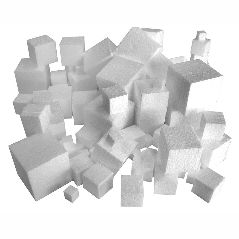 3 Ace Crafts White 100 Polystyrene Cubes (10 To 40Mm) Craft, Styrofoam Blocks, Cuboid Shapes For Kids Modelling, And Art & Craft Sculptures, Useful For School Projects, Party Decoration, Ideal For Diy