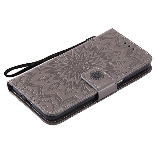 Galaxy Grand Prime Case,G530 Case,Leecoco Fancy Embossed Floral Wallet Case With Card/Cash Slots Pu Leather Flip Stand Case Cover For Samsung Galaxy Grand Prime Lte G530 Mandala Gray #TOP4