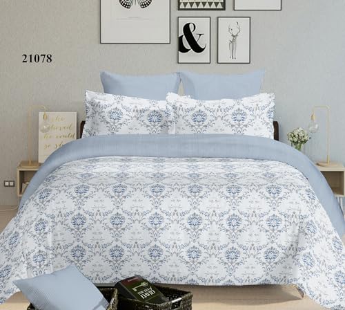 Image of Super Bedzz by Prihaal Decor Cotton Double Size Bedsheet with 2 Pillow Cover Size:108x108 (Blue 6) bedsheet for Double Bed, Cotton Double bedsheet, Suitable for Bedroom, Gift Set