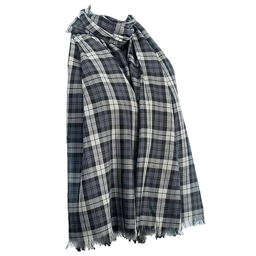 Purple Possum UK® Foulard écossais gris pour homme et femme en coton à carreaux noir et blanc, Gris, noir, blanc, gris, anthracite, taille unique