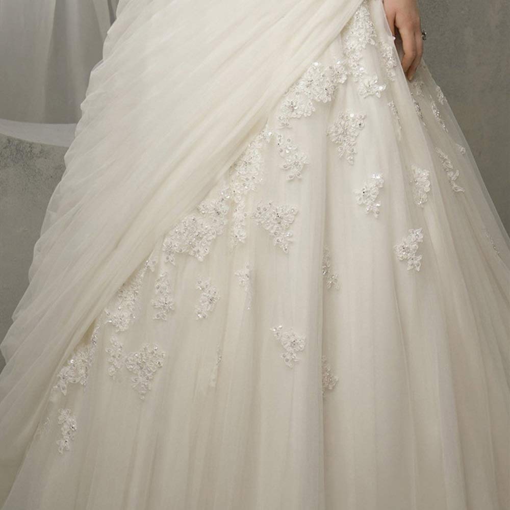 Femmes Vintage Dentelle Patchwork sans Manches Partie Longue v Cou Cocktail Soirée Robe de Mariage Dentelle, Blanc, 2