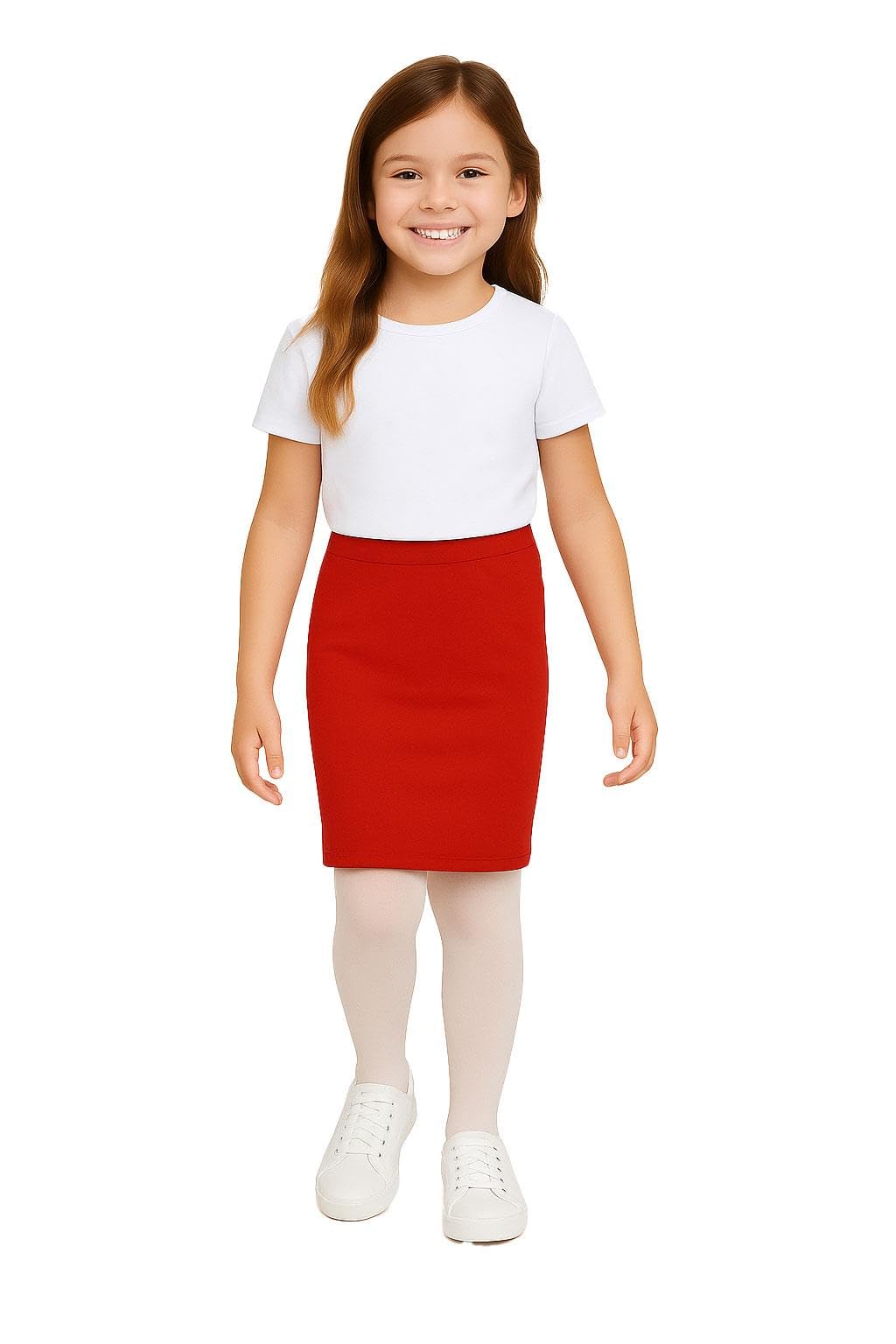 A2z 4 Kids Girls Red Plain Pencil Plain Pencil Skirt Trendy Soft Feel Comfortable Summer Fashion - Skirt 13