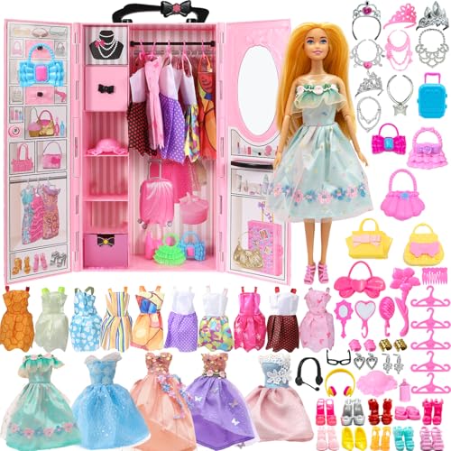 Yutoy Puppen Kleiderschrank Set für Puppe Kleidung, für 11,5 Zoll...