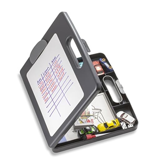 Officemate Clipboard Box for Activities with Dry Erase Board, Letter/A4 Size, Charcoal (83383)