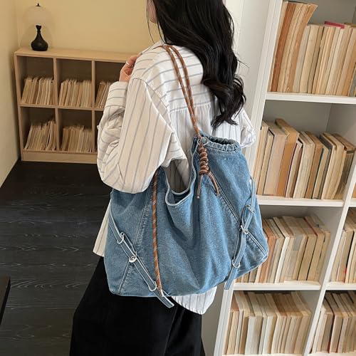 Bolso Tote Denim para Mujer Azul Claro Grande miniatura 2