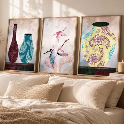 Image of kotart Set of 3 Framed Paintings for Wall Decoration Abstract Paintings Modern Art Wall Painting for Living Room Bedroom - Paintings with Frame (Art 9, 10x13 inch)