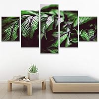 SIGNWIN 5 Panel Canvas Wall Art Modern Art Decorative Elements Expressive Leaves Multicolor Patterns Photography for Home Decorations Ready to Hang - 60