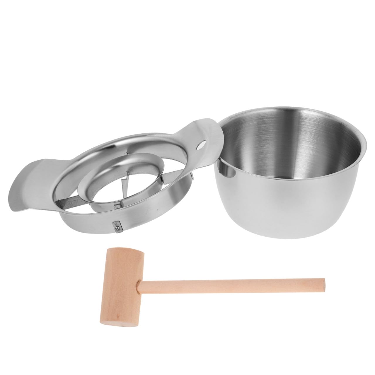 TOYANDONA Set Pelapatate Melograno in Acciaio Inox 304 Ciotola e Martello in Legno, Sgranatrice Manuale per Frutta Facile da Usare, Utensile Cucina per Rimozione Semi Melograno Domestico