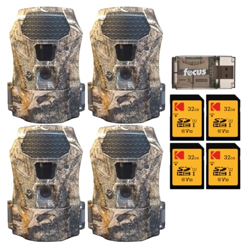 Wildgame Innovations Terra Extreme 14 Megapixel IR Trail Camera (Mossy Oak, 4-Pack) Bundle with 32GB SD Card (4-Pack) and Card Reader (9 Items)