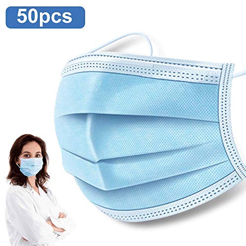 50 PCS Disposable Earloop Face Masks,Level 3 Respirator Masks For protection Surgical Dental Polypropylene Masks for Personal Health Protection …